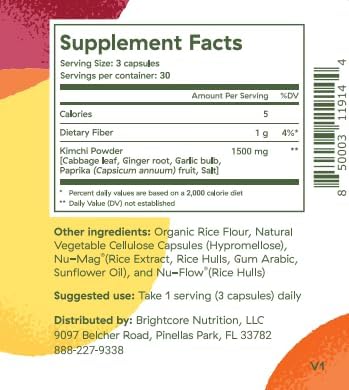 Brightcore Nutrition - Kimchi One, Kimchi Powder Capsules